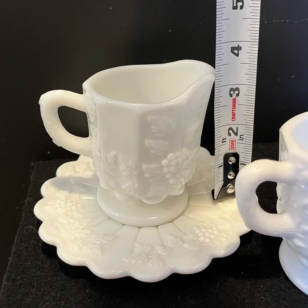 Vintage Westmoreland Milk Glass Sugar and Creamer Set Grapevine Pattern